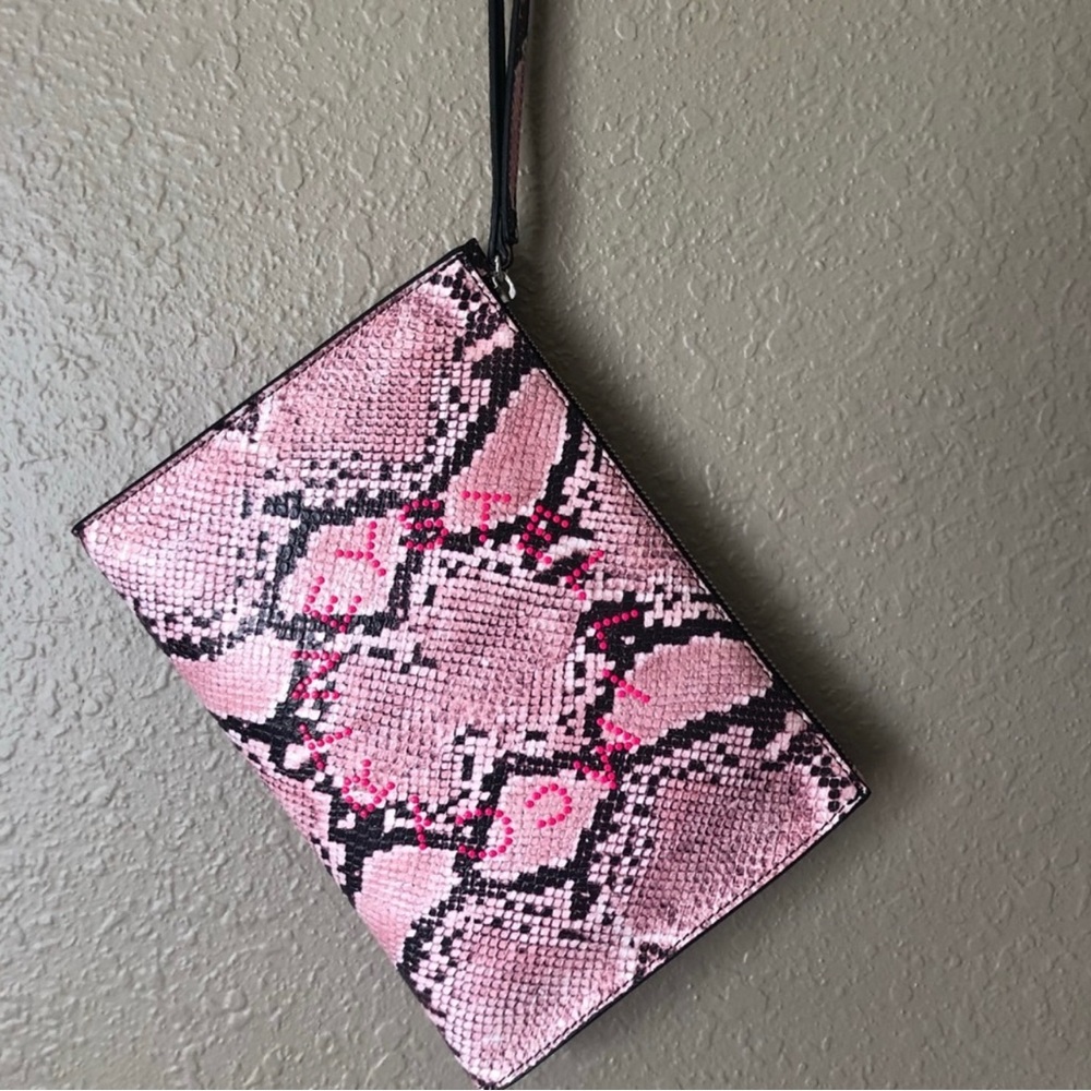 Stella McCartney Snake Print Faux Leather Clutch